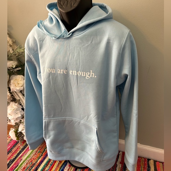 NEW You Are Enough Motivation Hoodie Sweatshirt Dear Person Behind Me Blue XL - Picture 2 of 7